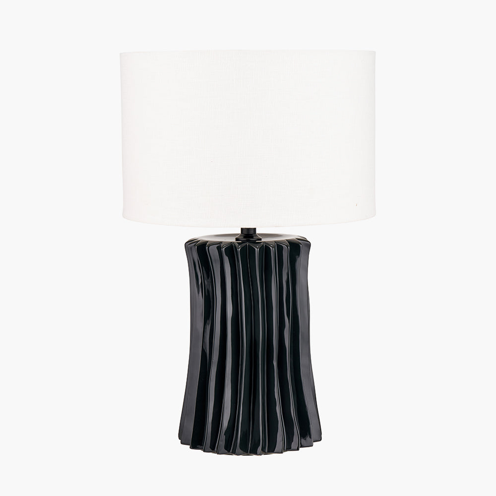 Devony Black Pleated Ceramic Table Lamp - Base Only